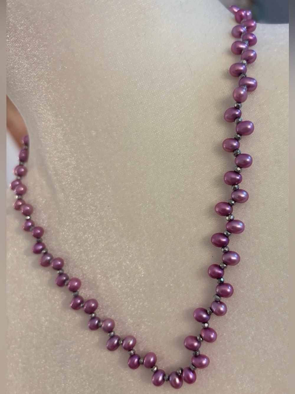 Artisan Created Vintage Dyed Purple Freshwater Pearl Necklace - Women Jewelry